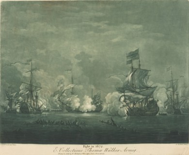 Fight in 1672: shipping scene from the collection of Thomas Walker, 1720s.