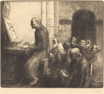 Monk Playing the Organ in Church (Moine jouant de l'orgue a l'eglise).