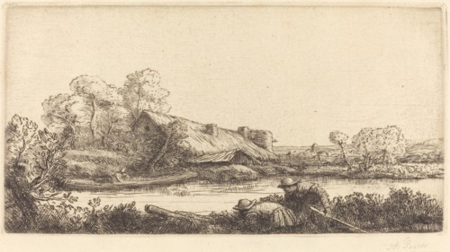 Farm along the River seen by Evening Light (La ferme sur la riviere: Effet du soir).