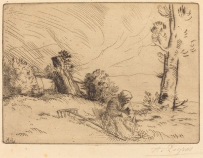 Peasant Woman Seated near a Hedge (Paysanne assise pres d'une haie).