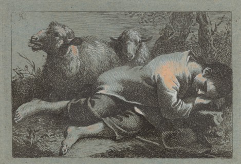 Peasant Boy Asleep near Two Sheep, 1758/1759.