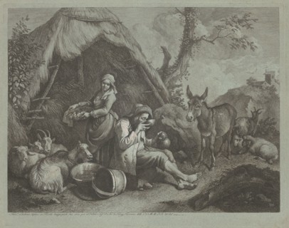 Seated Old Man and Woman with a Basket of Eggs, 1759/1782.