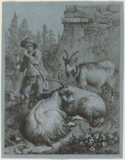 Goatherd Piping to Four Goats.