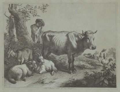Standing Cow and a Shepherd Boy with Flock, 1760s.