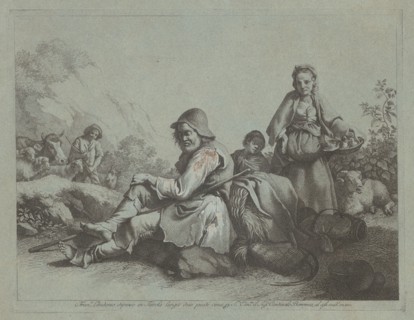Seated Shepherd and a Peasant Woman with a Basket, 1759/1782.