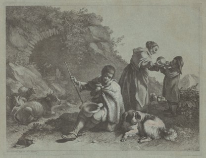 Seated Shepherd Boy and Woman Giving a Drink to a Child, 1759/1782.