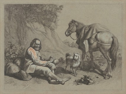 Seated Old Man about to Drink from a Gourd, c. 1763.