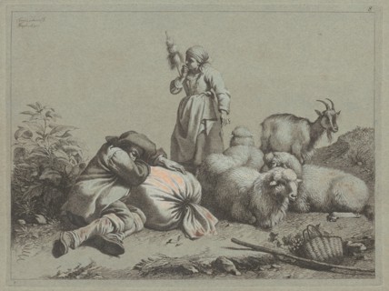 Sleeping Peasant and Standing Spinner, 1763.