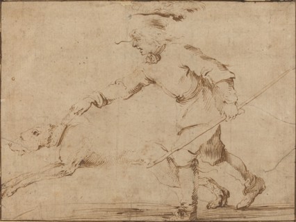 Huntsman with a Hound on a Leash.