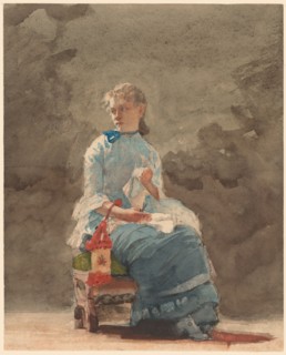 Young Woman Sewing, 1876.
