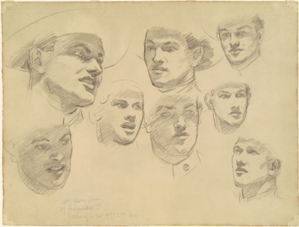 Studies for "Entering the War", 1920-1922.