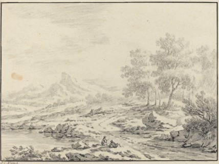 Two Men Resting near a Lake.