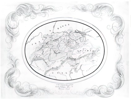 Map Of Switzerland, c. 1856.