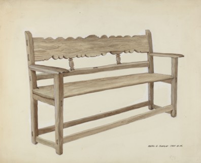 Church Bench - Wooden, c. 1937.