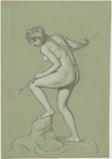 Girl Spearing Dolphin, c. 1900.