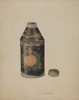 Toleware Tin Tea Caddy, c. 1940.