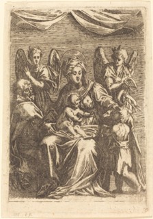 The Holy Family with Two Angels.