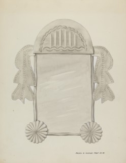 Small Tin Framed Mirror, c. 1937.