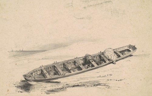 A Beached Longboat, 19th century.