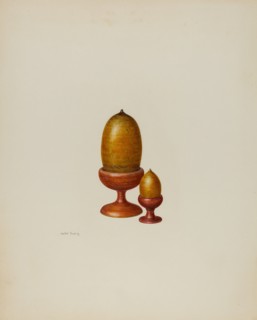 Pa. German Wooden Acorns, c. 1941. Creator: Hester Duany.