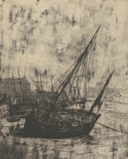 Boats at Peel - Isle of Man, 1889.