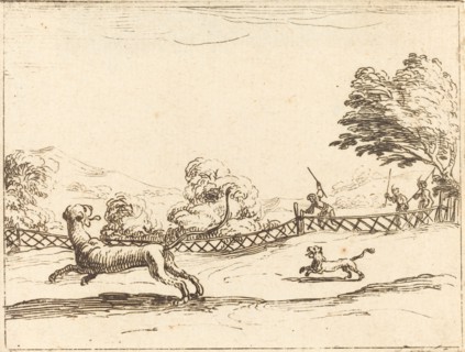 Lioness and Cub Pursued by Hunters.