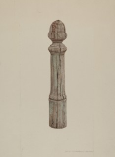 Carved Wooden Hitching Post, c. 1939.