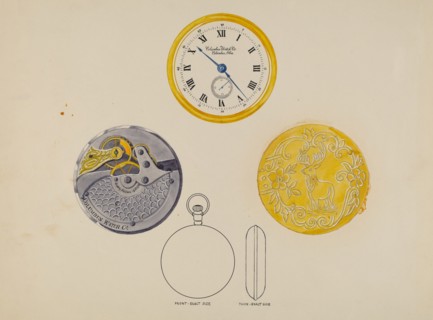 Gold Watch with Frame and Case, c. 1936.