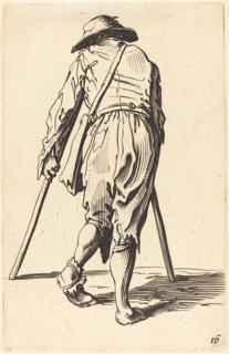 Beggar with Crutches and Hat, Back View.