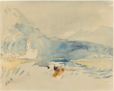 A Landscape with Mountains and a Stream.