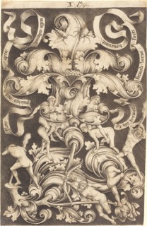 Ornament with Flower and Eight Wild Folk.