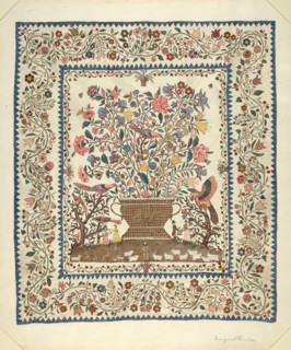 Applique and Embroidered Coverlet, 1935/1942.