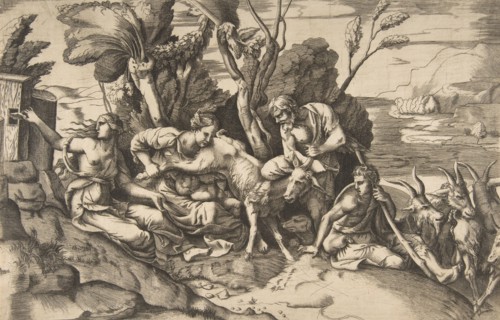 Jupiter suckled by the goat Amalthea, 1531-76.