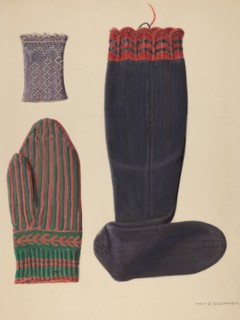 Zoar Beaded Wristlet, Mitten and Sock, c. 1938.