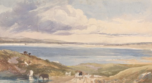 Landscape by the Shore with Road in Foreground.