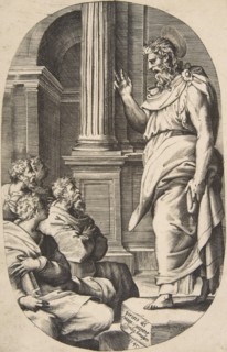 Saint Paul Preaching, an oval composition, 1547.