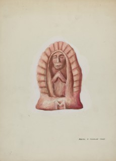 Small Statue of Guadalupe Cut in Stone, c. 1937.
