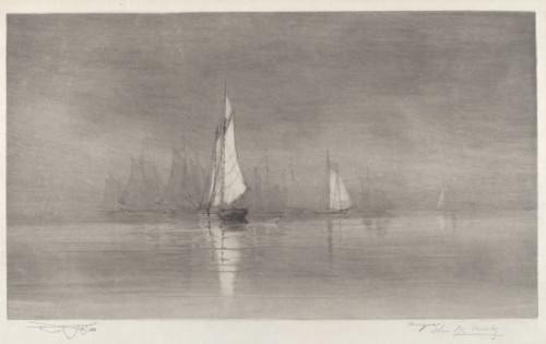 Untitled (Harbor Scene with Sailboats), c. 1900.