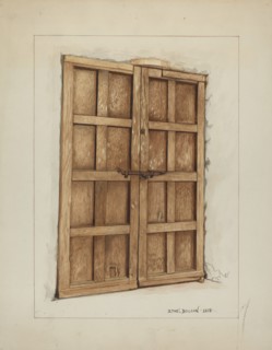 Sacristy Door at Mission San Juan Bautista, 1938.