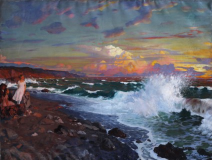 Sunset. Sea shore, Early 20th cen. Private Collection.