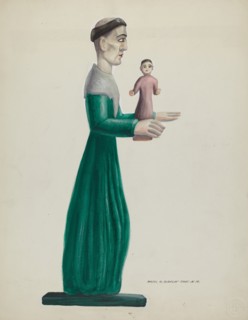 Carved and Painted Wooden Santo (St. Joseph), 1935/1942.