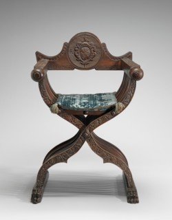 Walnut Savonarola Chair with Letters A.G., c. 1520/1540.