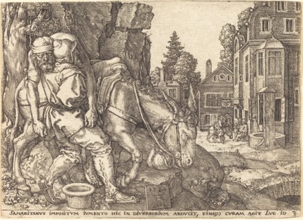 The Good Samaritan Placing the Traveler on a Mule, 1554.