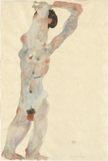 Male nude, 1912. Found in the collection of Vienna Museum.