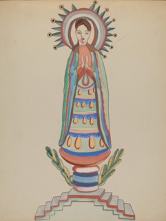 New Mexico, "Bulto", Polychromed Wooden Figure, 1935/1942.
