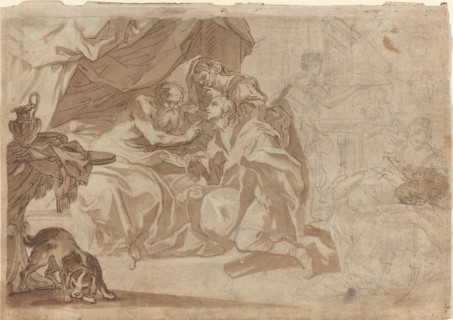 Jacob and Rebecca before Isaac [recto], early 18th century.