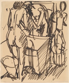 Nude with a Mirror, Standing Before a Washstand, 1908-1910.