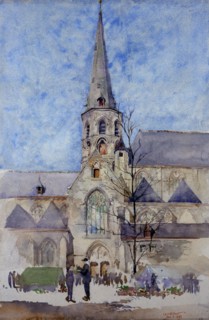 A Market Day (Church of St. Jacques, Ghent, Belgium), 1897.