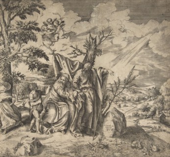 The rest of the Holy Family on their flight to Egypt, 1531-76.