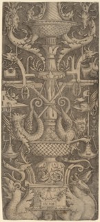 Ornament Panel with Dragons, Masks, and Instruments of War, c. 1505.